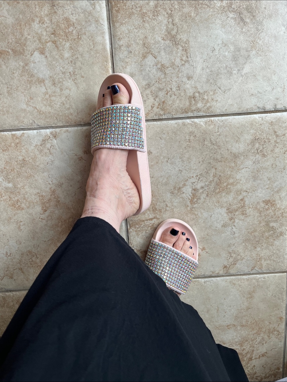 Madden NYC Women's Pink Crystal Slide Sandals 7 - Picture 3 of 15